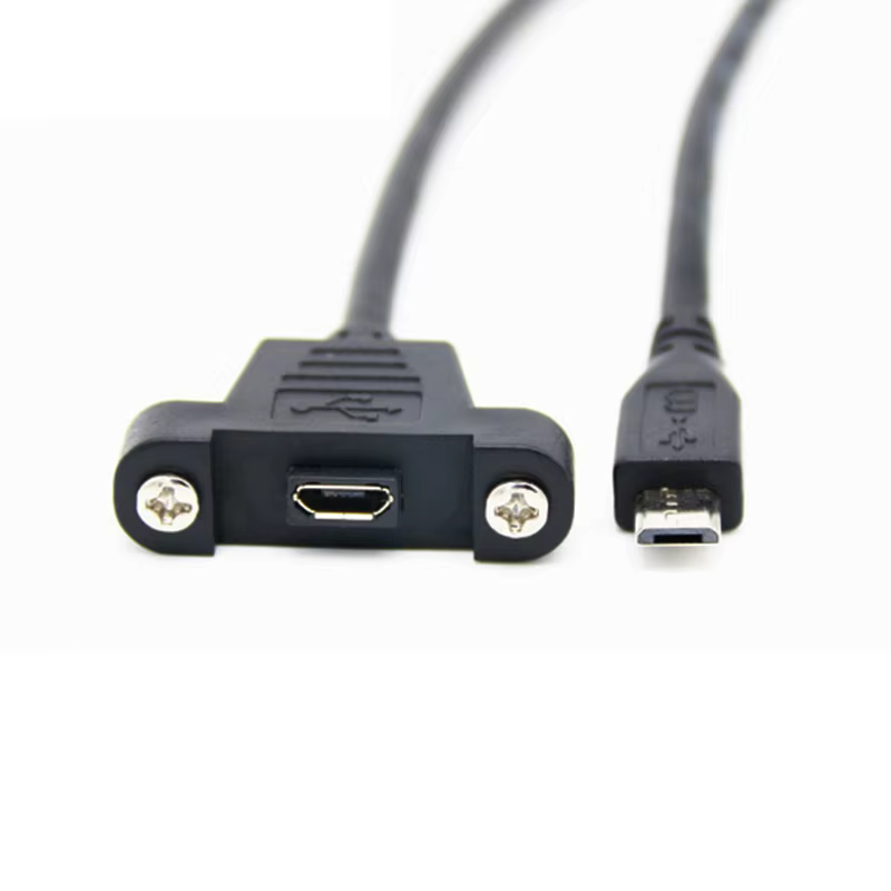 Cable Micro USB Angular 90° Macho-Hembra para Panel – Versión 2.0 - imagen 4