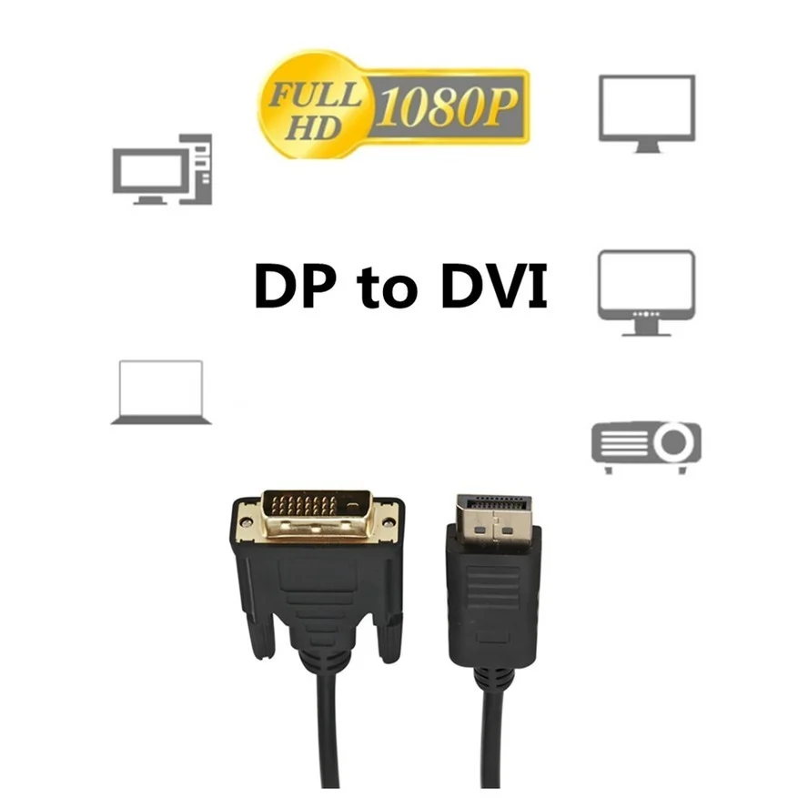 Adaptador HD DP a DVI de 1080P, puerto de pantalla DisplayPort a Cable DVI, convertidor adaptador macho a hembra para pantallas de proyector de Monitor - imagen 4