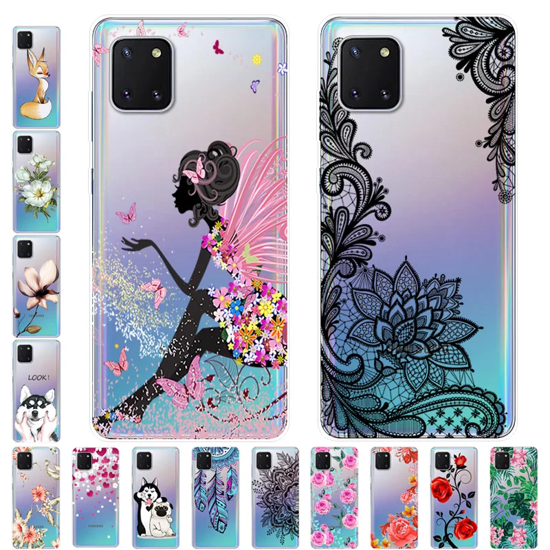 Funda transparente de silicona TPU para Samsung Galaxy Note 10 Lite, carcasa transparente con dibujos animados, 2020