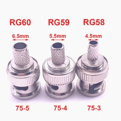 Conector BNC Macho 3 en 1 engarzado Q9 50 ohm para CCTV