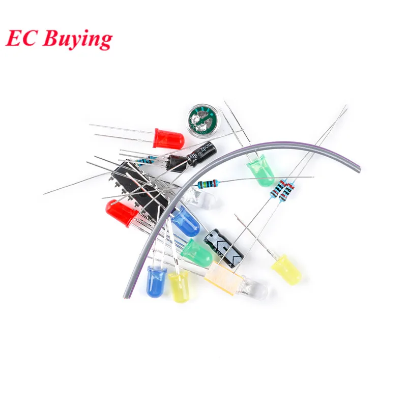 5 uds/1 ud CD4017 Kit de luz LED giratoria con Control de voz colorido kit de bricolaje de fabricación electrónica piezas de repuesto laboratorio para estudiantes - imagen 4