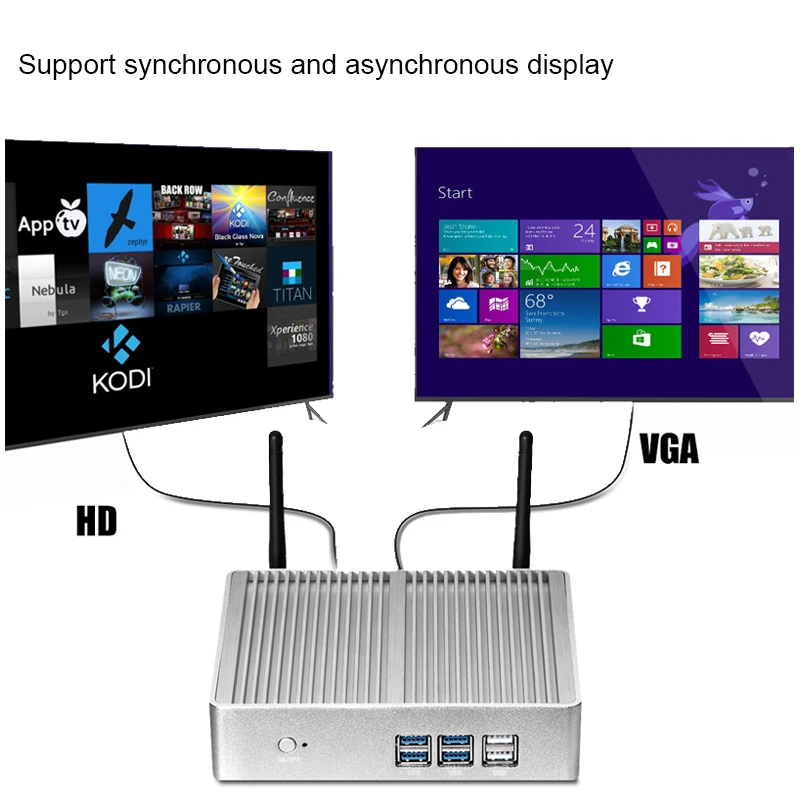 Mini PC sin ventilador Compatible con Windows7/10 Linux Intel Core i5-4200U i7-4500U PC industrial 8x puertos USB HDMI + VGA Compatible con WiFi - imagen 3