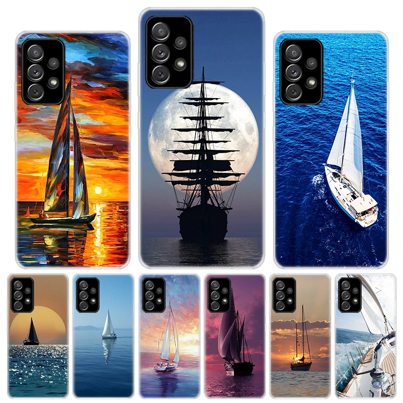 Funda de teléfono de silicona para barco de vela, carcasa para Samsung Galaxy A54, A52, A53, A14, A12, A13, A24, A22, A23, A34, A32, A33, A04S, A02S, A03S