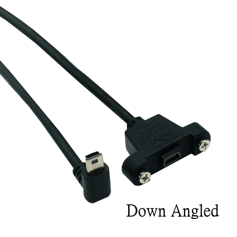 Cable de montaje en Panel de extensión Mini USB macho a Mini USB hembra en ángulo de 90 grados en ángulo arriba y abajo derecho izquierdo con tornillos 30cm - imagen 4