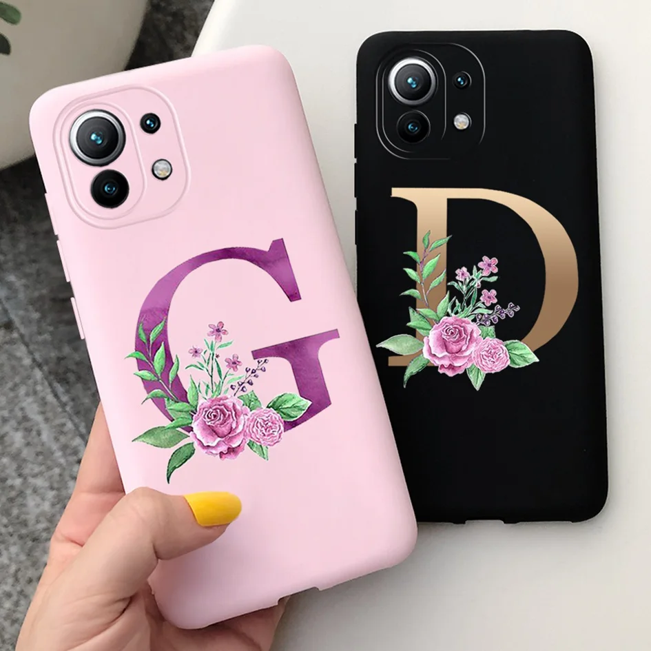 Funda de silicona con letras del alfabeto para Xiaomi Mi 11 Lite, carcasa suave de TPU delgada para Xiaomi Mi 11 Pro 11Pro Mi11 Lite 5G, parachoques - imagen 2