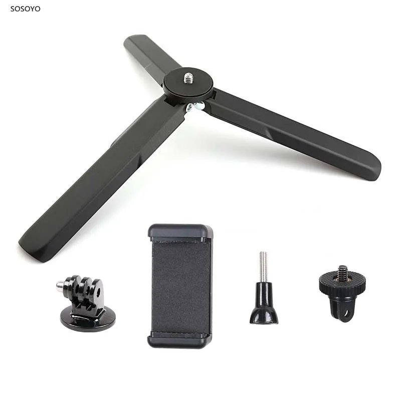 Trípode de aluminio 5 en 1 para Cámara de Acción, palo de Selfie, monopié con adaptador de Clip de teléfono para Gopro, DJI, Osmo