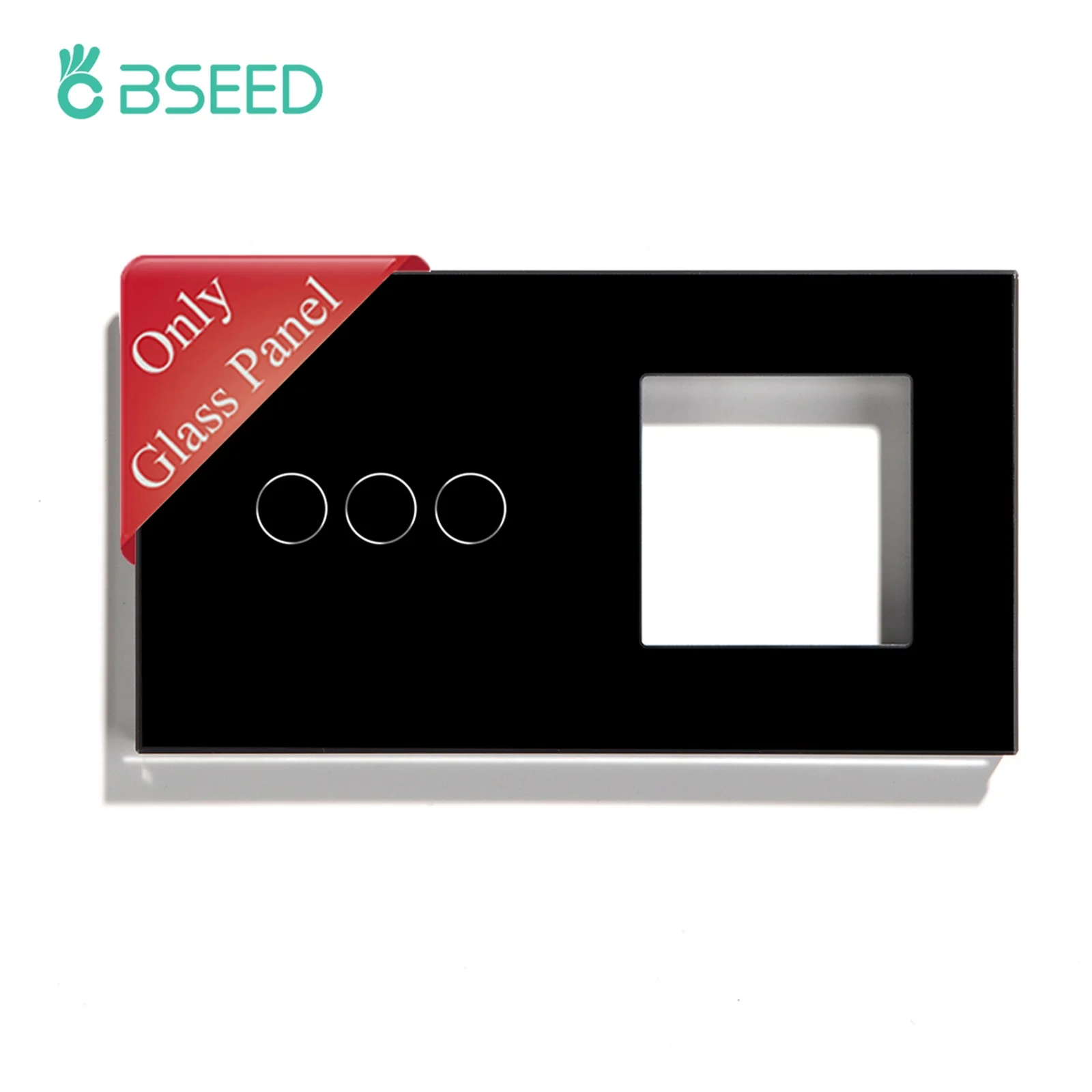 BSEED-marco de Panel de vidrio estándar europeo, 1/2/3 entradas, para interruptor táctil, enchufes de pared con marco de Metal, blanco, negro, dorado, 157mm - imagen 4