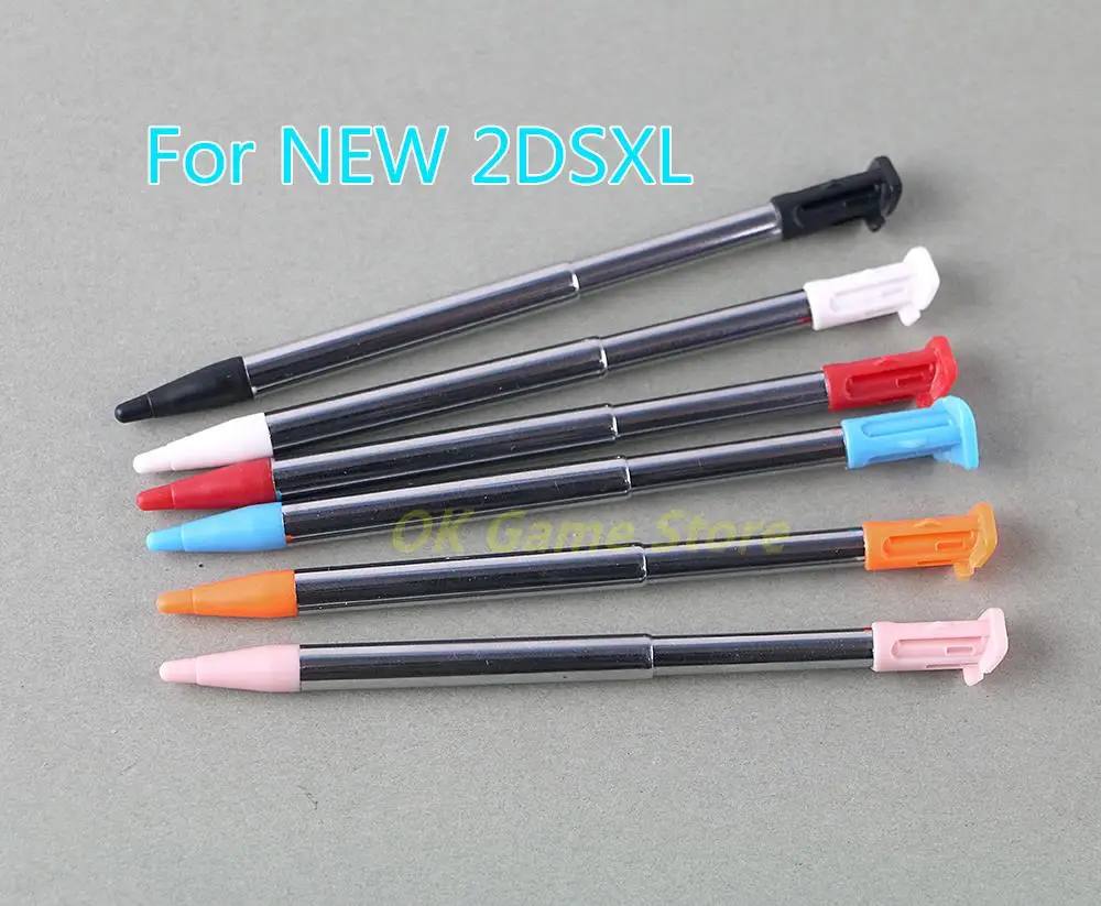 2 unids/lote lápiz óptico telescópico de Metal para pantalla táctil para Nintendo nuevo 2DS LL XL lápiz de pantalla táctil de Metal para nuevo 2dsxl 2dsll