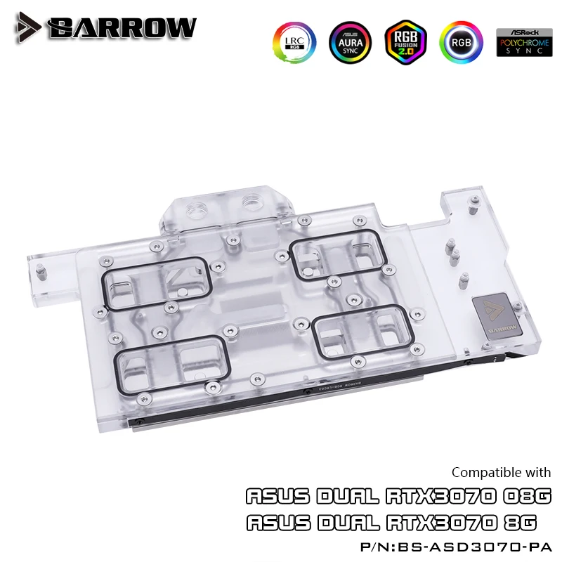 Barrow LRC2.0-bloque de agua GPU de cobertura completa, Enfriador de 5V ARGB GPU, para ASUS DUAL 3070 Aurora, BS-ASD3070-PA - imagen 3