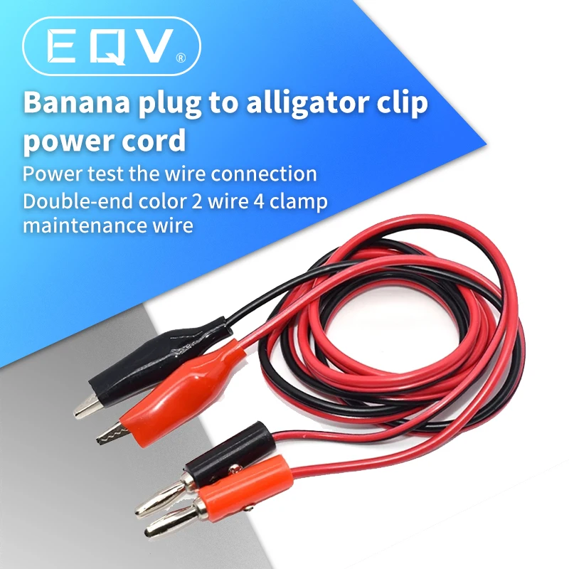 Pinza de cocodrilo Dual de 4MM a conector Banana, Cable de sonda de prueba de osciloscopio, 1M, 3 pies, rojo y negro - imagen 2