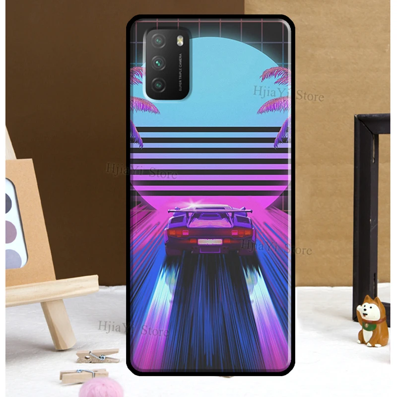 Neon Retrowave 80s funda de arte vintage para POCO F3 M4 M3 X4 GT X3 Pro funda para Xiaomi Mi 12 Pro 12X Mi 11 Lite 10T 11T Pro - imagen 4