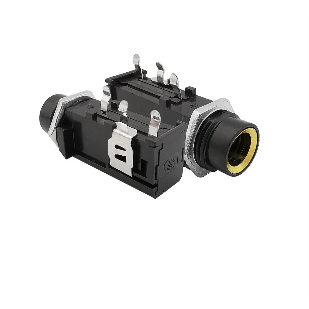 Conector hembra Mono Jack de 6,35mm, montaje en Panel PCB, micrófono de chasis, Conector de Audio de 1/4 pulgadas, 2/5/10/20 piezas