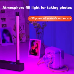 Iluminación LED para fotografía, lámpara de luz de relleno con palo RGB, luces nocturnas de ambiente coloridas, lámpara portátil para Selfie alimentada por USB, belleza en vivo