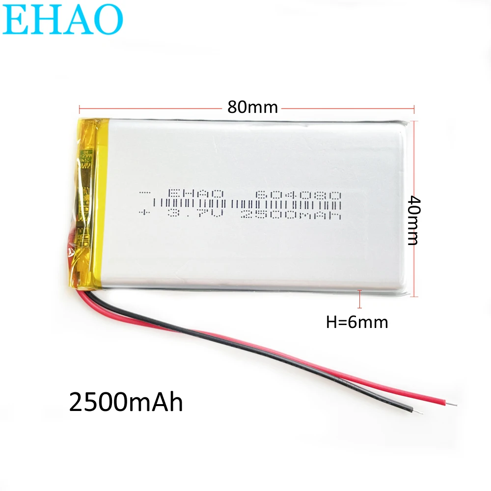 5 uds 3,7 V 2500mAh Lipo batería recargable de polímero de litio uso para teléfono móvil GPS Tablet PC cámara DVD banco de energía 604080 - imagen 2