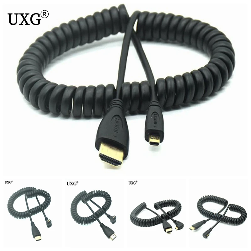 Resorte de alta velocidad compatible con Micro HD a HDMI, chapado en oro, compatible con Ethernet, 4K, retorno de Audio, Cabo para cámara SLR, HDTV, XBox, Tablet