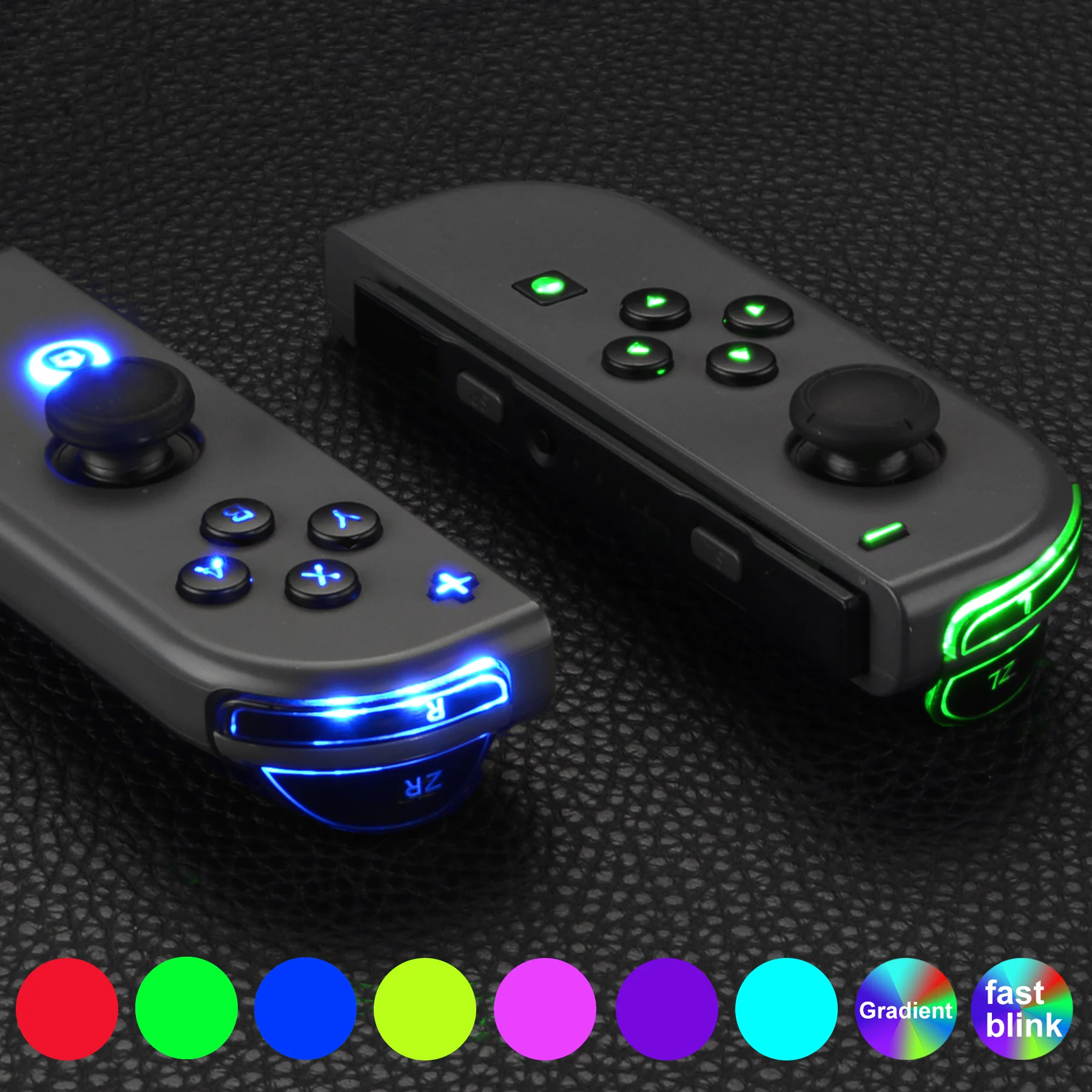 EXtremeRate-Kit de LED DFS multicolores luminados, 7 colores, 9 modos, símbolos clásicos, botones de cara de gatillo ABXY para NS Switch y OLED - imagen 2