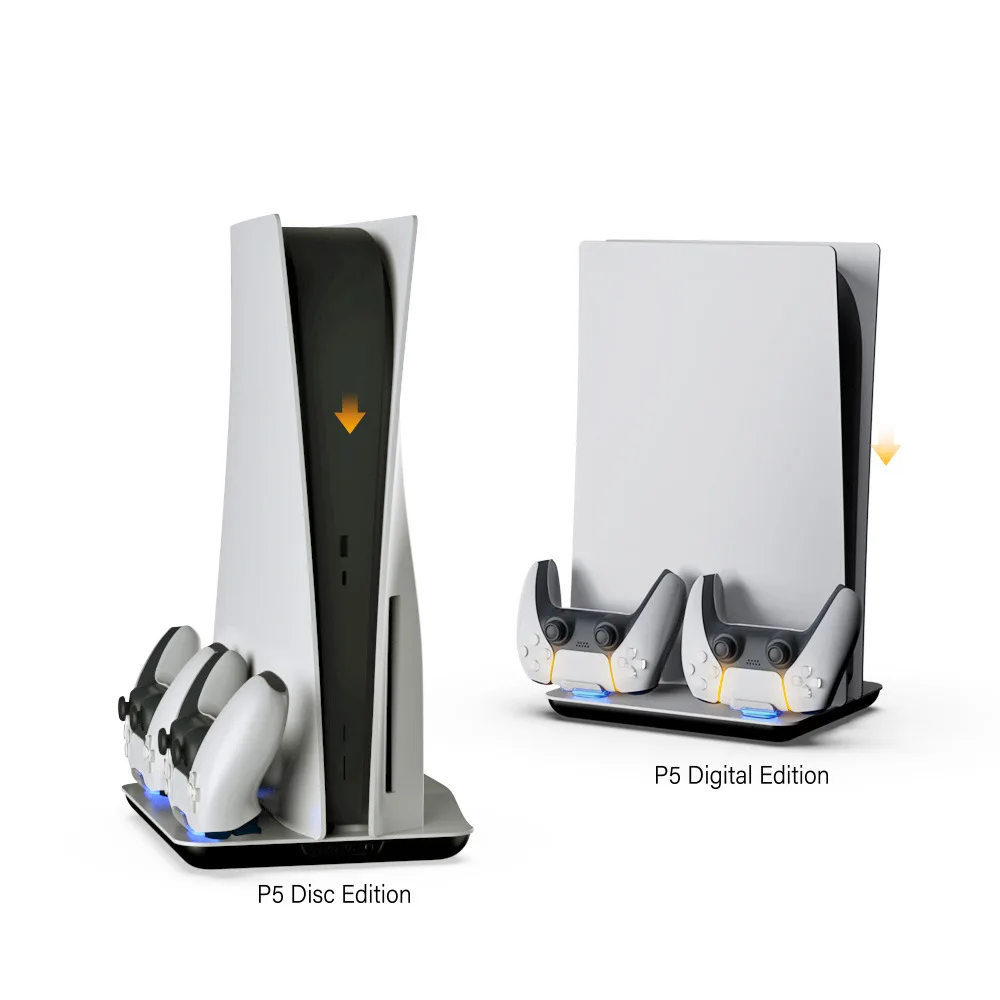 Ventilador de refrigeración para PS5, Base de soporte Vertical para PS5, controlador Dual, consola de mando, estación de carga, ventilador enfriador, soporte para auriculares - imagen 3