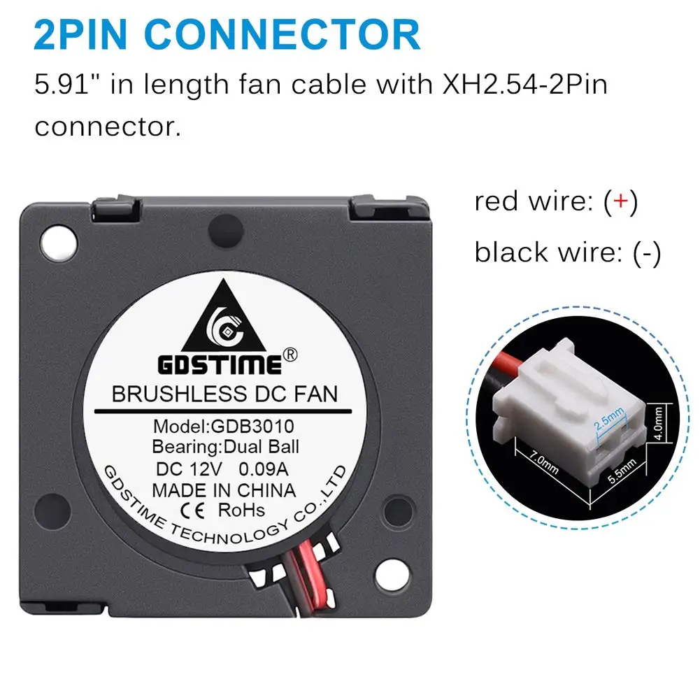 2 uds lote 30mm x 30mm x 10mm 3010 3cm DC 12V 2Pin doble bola impresora 3D ventilador de turbina enfriador portátil CPU radiador ventilador de refrigeración - imagen 4