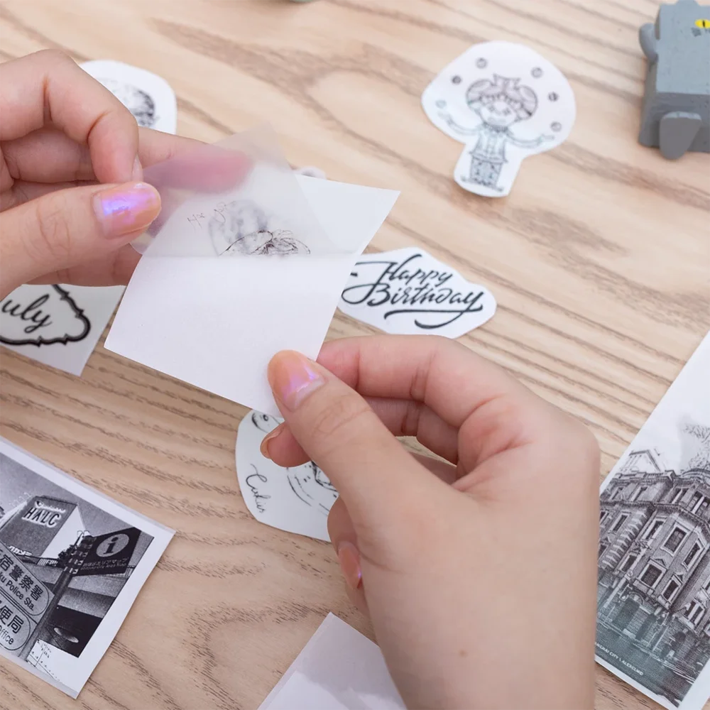 Phomemo-pegatina térmica imprimible, autoadhesiva, transparente, papel no adhesivo para impresora M02/M02S/M02Pro - imagen 3