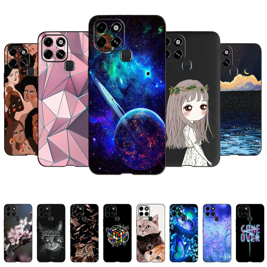 Funda protectora de silicona para Infinix Smart 6, carcasa suave negra para teléfono inteligente 6, 6,6"