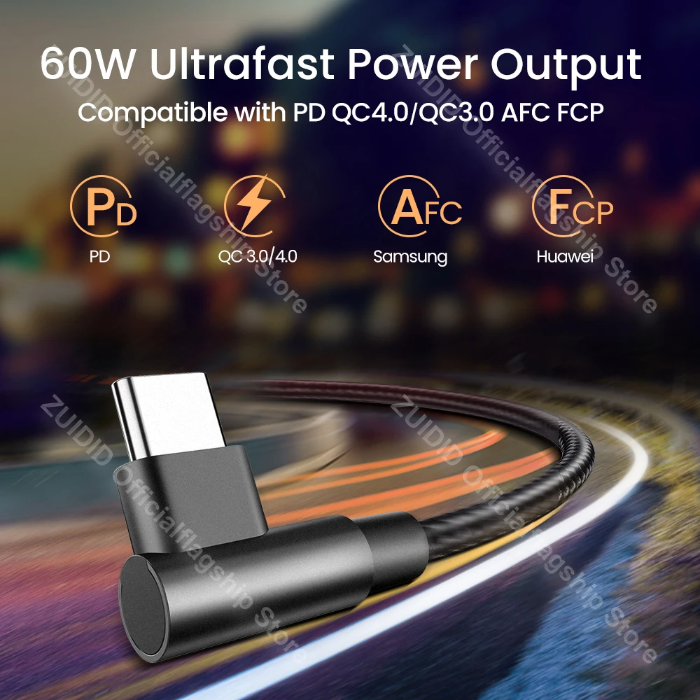 Cable USB-C 60W carga rápida compatible Samsung Huawei Xiaomi - imagen 2