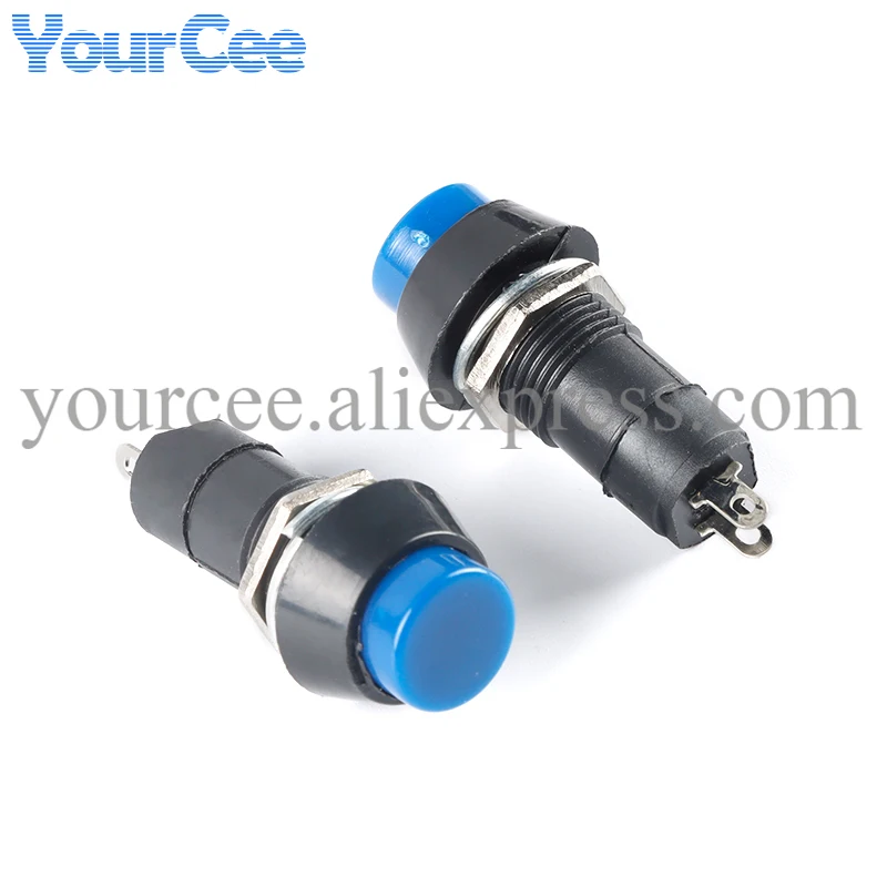 Interruptor de botón de bloqueo automático de 7/12mm PBS-11A PBS-11B interruptor redondo reinicio sin bloqueo autorecuperación 3A 250VAC 2 pines 6 colores PBS-110 - imagen 4