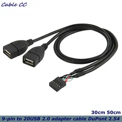 Cable adaptador USB 2.0 conectores hembra 9 pines – Extensión