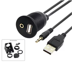 Cable de extensión USB para salpicadero de coche, Cable de plomo macho a hembra, 1m, 2,0mm, 3,5mm