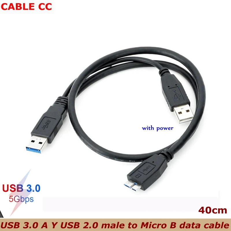 Nuevo Cable de datos USB 3,0 A Y USB 2,0 macho a Micro B, con fuente de alimentación para disco duro móvil, adaptador de Cable SSD de disco duro móvil