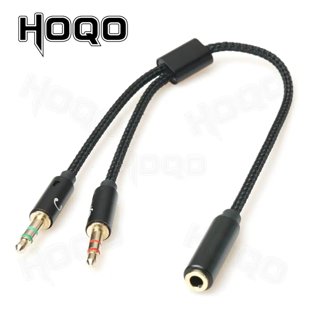 2 macho 1 hembra 3,5mm auriculares de Audio estéreo micrófonos Cable adaptador Rallonge Jack trenzado Nylon3.5mm trrs cable corto - imagen 2