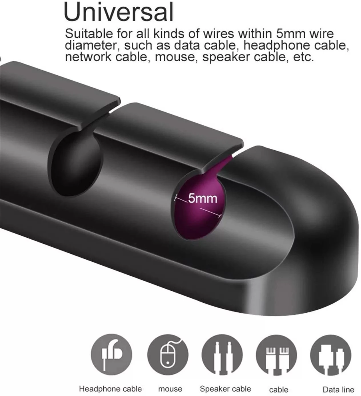 Organizador de cables de silicona, enrollador de cables USB, Clips de gestión ordenados de escritorio, soporte de cables para ratón, teclado, auriculares, organizador de cables - imagen 4