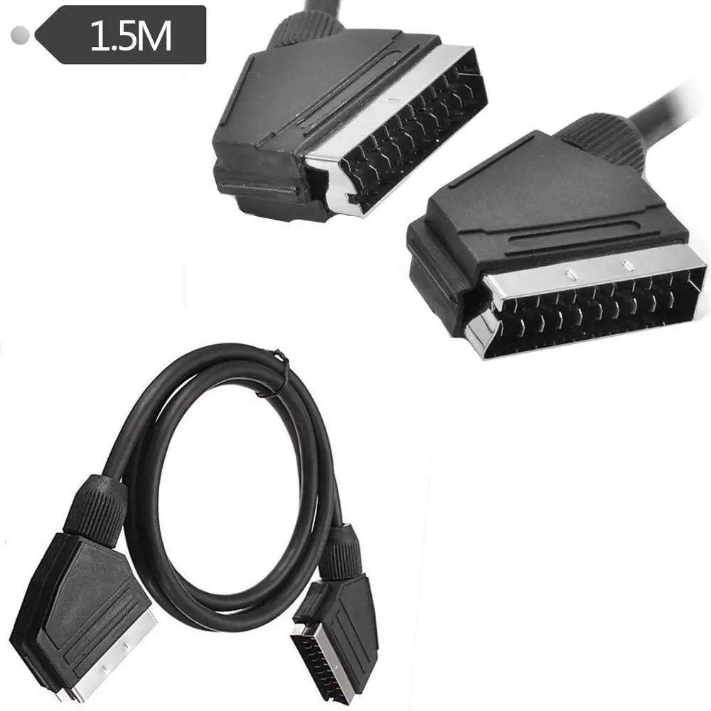 Cable Scart a Scart de 21 pines macho a macho niquelado para TV DVD STB con Cable conector de puerto de consola Scart N64 1,5 m - imagen 4