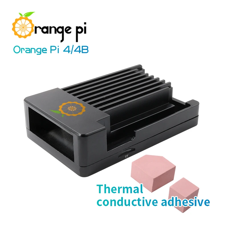 Funda protectora negra de aleación de aluminio Orange Pi + adhesivo conductor térmico, adecuada solo para placas Orange PI4/4B - imagen 2