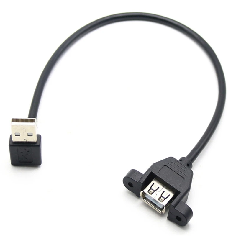 Cable mini USB 2,0 de extensión macho a hembra, ángulo recto, 90 grados, con orificio para tornillo de montaje en panel, cable de extensión para ordenador - imagen 3