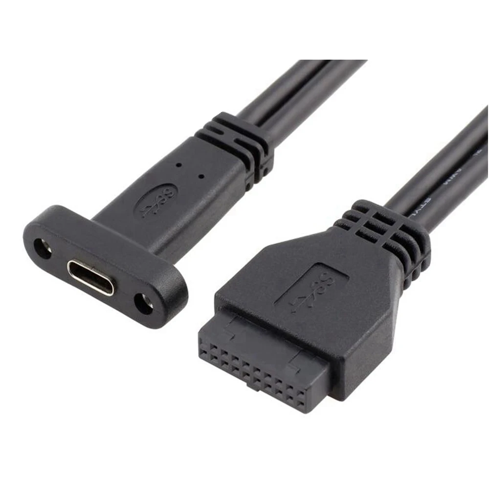 Panel trasero con puerto USB 3,1 tipo C, USB 3,0 USB3.0 20 pines 20P hembra a USB-C USB3.1 tipo-c hembra Cable deflector PCI 50cm - imagen 2