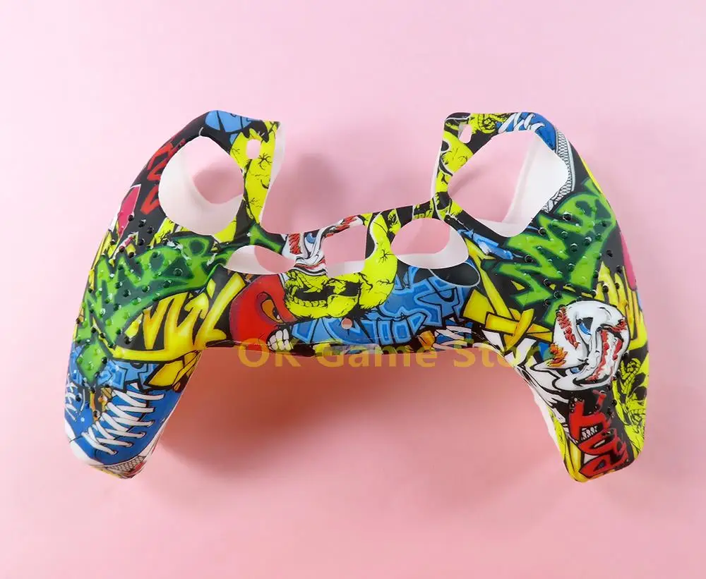 1 pzas/lote funda de silicona cubierta de goma de Gel suave para Playstation5 PS5 funda de piel con impresión por transferencia de agua para accesorios de juego PS5 - imagen 4