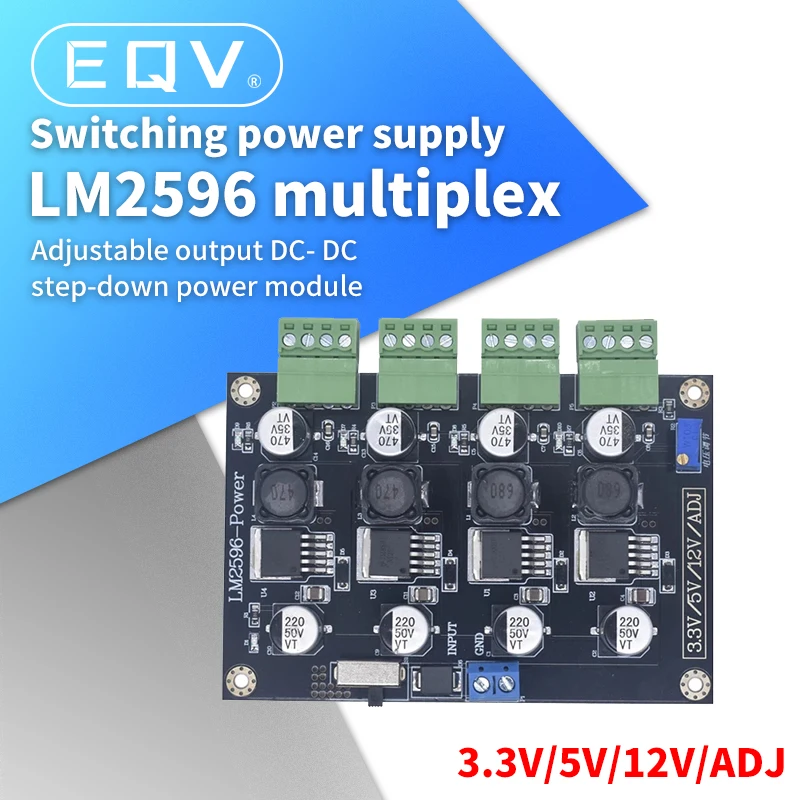 Fuente de alimentación conmutada multicanal LM2596, módulo de fuente de alimentación de salida de voltaje ajustable de 3,3 V/5V/12V/ADJ