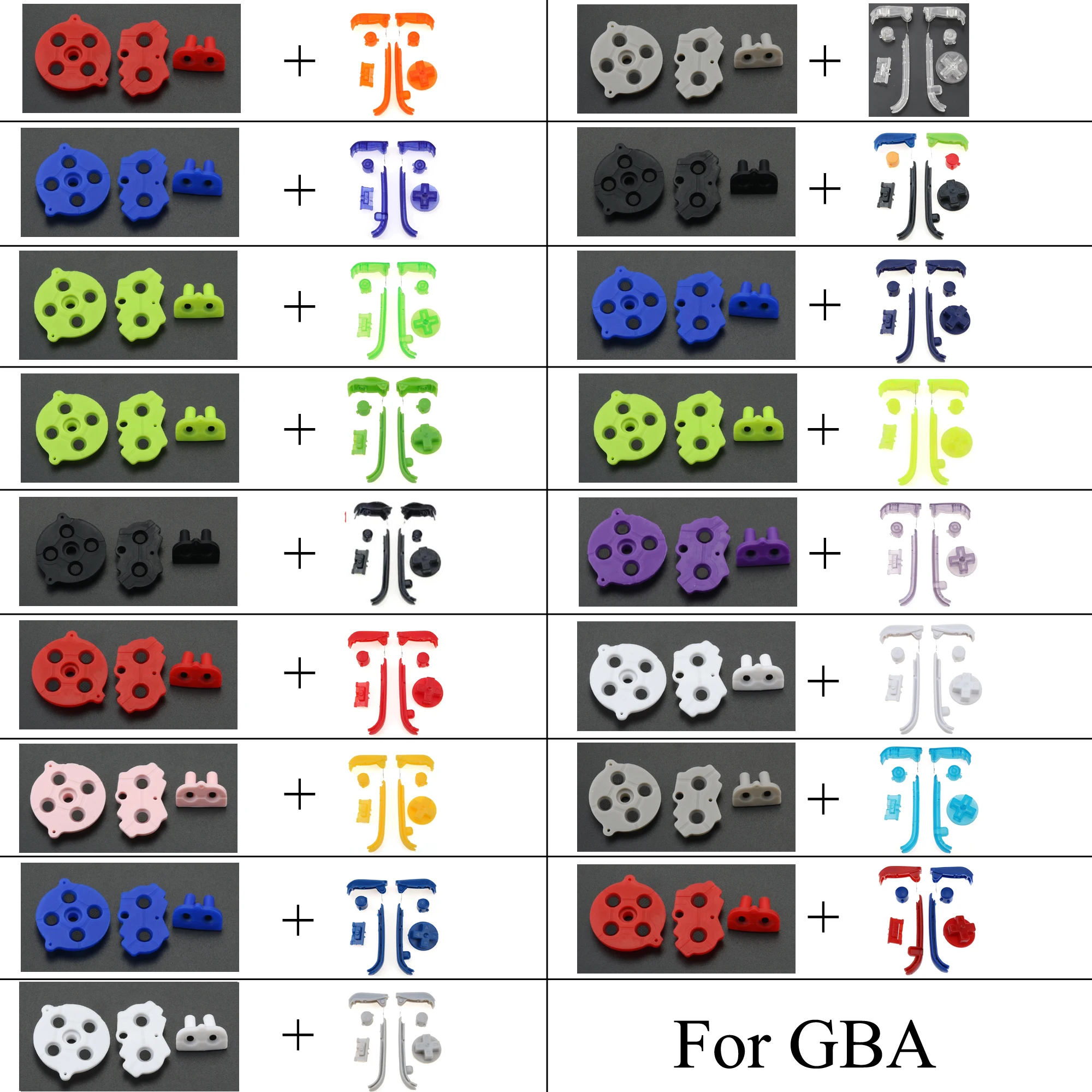 YuXi botones de plástico para GBA, botones A, B, L, R, d-pad para Nintendo Game boy Advance, almohadilla de goma de silicona colorida