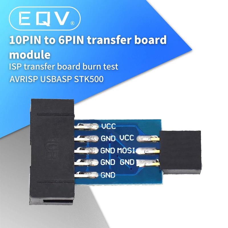 Placa adaptadora de 10 pines a 6 pines para AVRISP MKII USBASP STK500, alta calidad