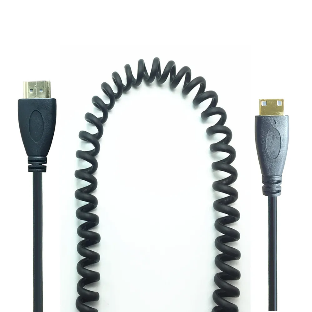 Cable de resorte compatible con HDMI V1.4 3D de alta calidad, Mini HDTV tipo C, chapado en oro, ángulo izquierdo y derecho para videocámaras Sony Canon - imagen 3