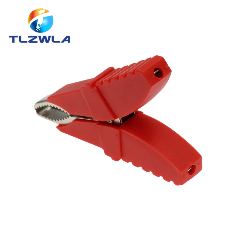 1 Uds mango de plástico sonda de prueba pinzas de cocodrilo eléctricas de Metal conector abrazadera de cocodrilo abrazaderas de batería rojas y negras - imagen 3