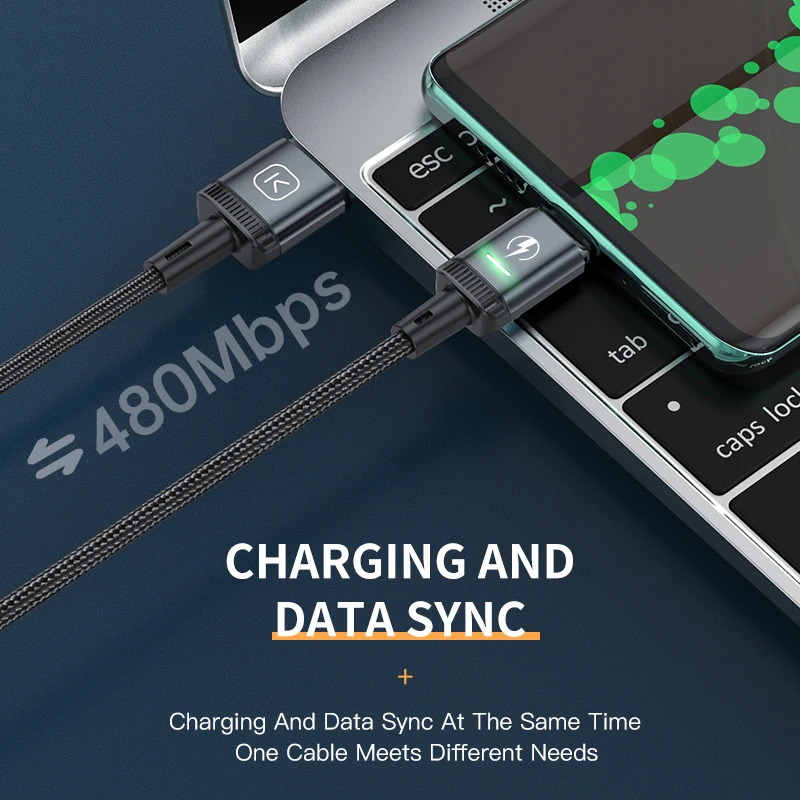 KUULAA Cable Magnético USB-C / Micro USB con LED y Carga Rápida - imagen 3