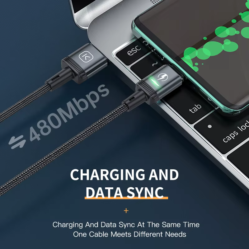 KUULAA Cable Magnético USB-C / Micro USB con LED y Carga Rápida - imagen 3