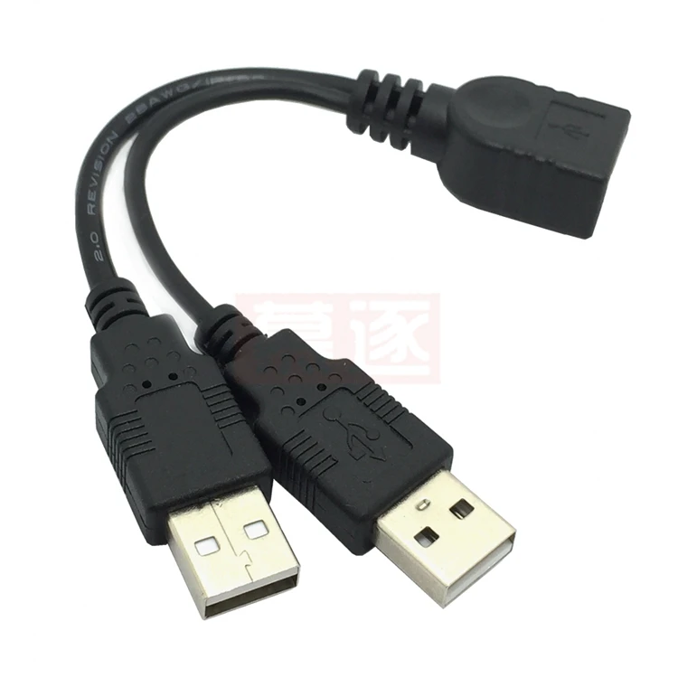 USB 2,0 A macho a USB hembra 2 doble fuente de alimentación USB hembra Cable de extensión divisor HUB carga para impresoras de discos duros - imagen 5