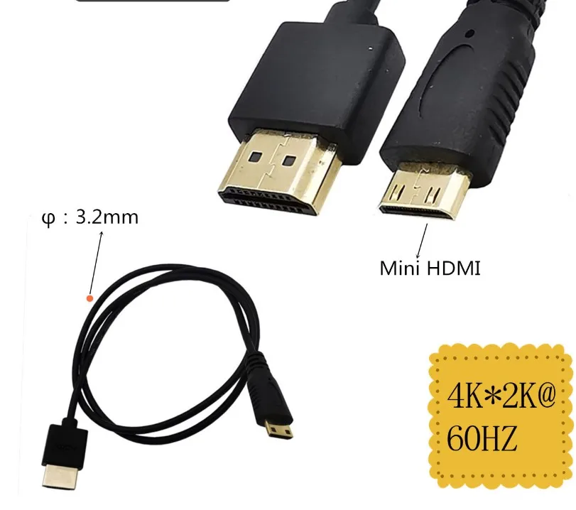 OD 3,0mm Super suave fino Micro Mini HDMI tipo C macho a Cables HD Cable macho 2k * 4k Hd @ 60hz ligero portátil - imagen 5