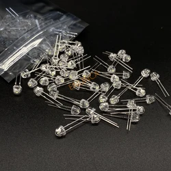 Cuentas de lámpara LED súper brillantes, diodos emisores de luz (LED) para bricolaje, sombrero de paja, 100 unids/lote, 5MM, F5, blanco, 1600 - 2000MCD