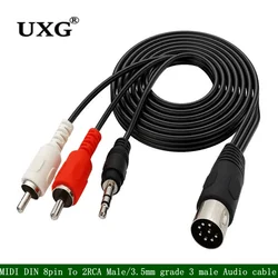 Cable Adaptador MIDI DIN 8 Pines a 2RCA y Jack 3,5mm