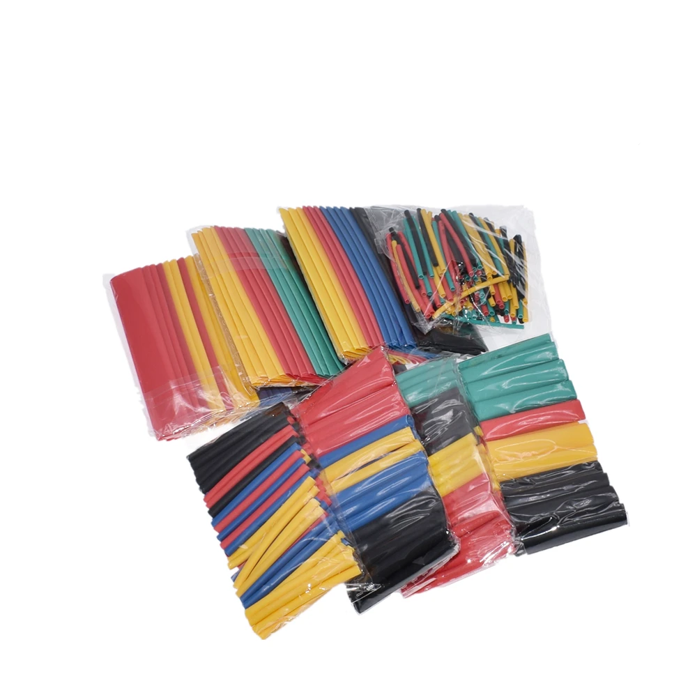 328 unids/set manguito envoltura de alambre kits de tubos de Cable eléctrico de coche tubo termorretráctil poliolefina 8 tamaños colores mezclados - imagen 2