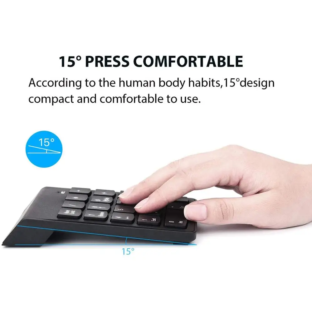 Teclado numérico inalámbrico de 18 teclas, teclado numérico portátil con Mini receptor USB de 2,4G para ordenador portátil, Notebook, superficie de escritorio - imagen 5