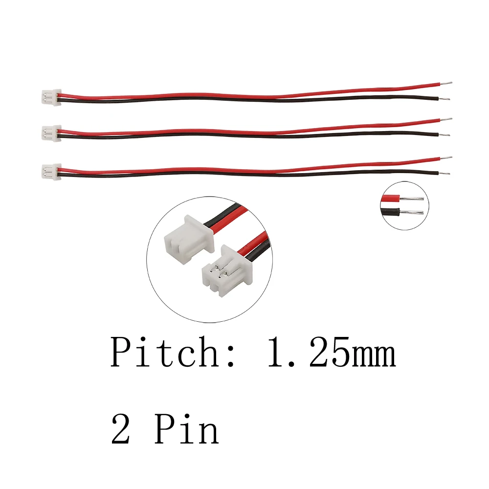 Conector de Cable Micro JST de 2 pines, longitud de 10/15/20/30cm, 1,25mm, 1,25, 10/20 piezas - imagen 2